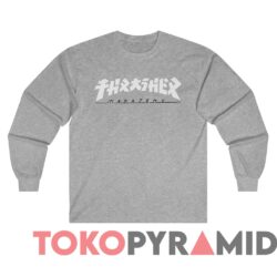 Rare Vintage Thrasher Godzilla Logo Tee 4 Rare Vintage Thrasher Godzilla Logo Tee Grey Long sleeved