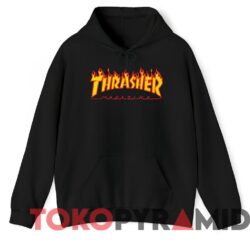 Rare Vintage Thrasher Magazine Fire Logo Tee 2 Rare Vintage Thrasher Magazine Fire Logo Tee Black Hoodie