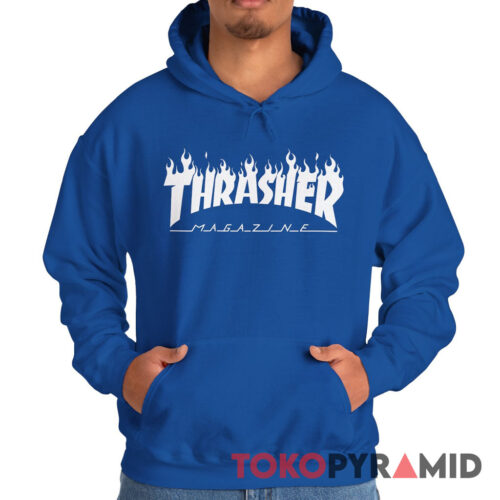 Rare Vintage Thrasher Magazine Flame Fire Logo Hoodie