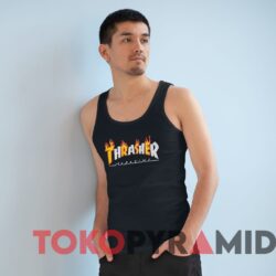 Rare Vintage Thrasher Magazine Flame Logo Tee Man Black Tank Top