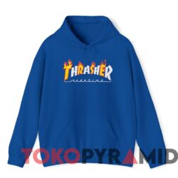 Rare Vintage Thrasher Magazine Flame Logo Tee Royal Hoodie