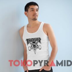 Rare Vintage Thrasher Magazine Skate Goat Logo Tee 4 Rare Vintage Thrasher Magazine Skate Goat Logo Tee Man White Tank Top