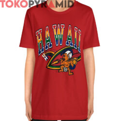 Rare Vintage University Hawaii Rainbow Surf Board Shirt