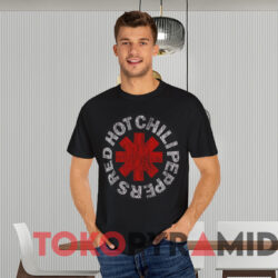 Red Hot Chili Peppers Asterisk Circle Distressed Logo T shirt Black T shirt