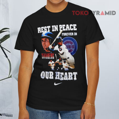 Rest In Peace Forever In Ryne Sandberg Our Heart Nike 2025 Black T shirt Rest In Peace Forever In Ryne Sandberg Our Heart Nike 2025 Black T shirt