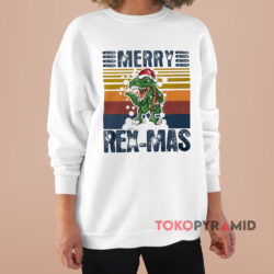 Retro Dinosaur Merry Christmas Rex-Mas Sweatshirt 3 Retro Dinosaur Merry Christmas Rex mas White Sweatshirt