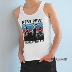 Retro T-Rex Pew Pew Madafakas Shirt 2 Retro T rex Pew Pew Madafakas White Tank Top