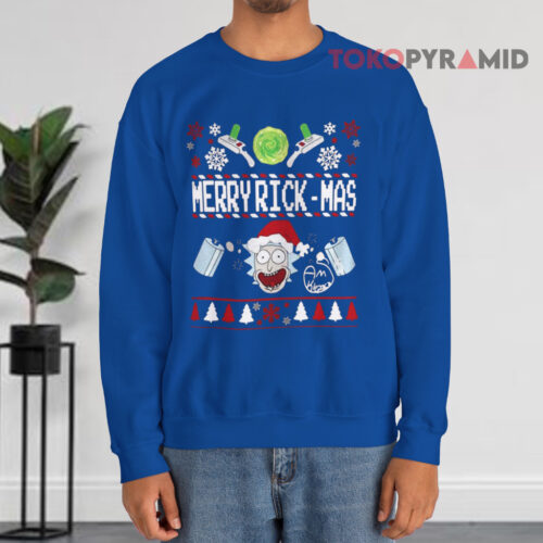 Rick And Morty Merry Swiftmas Merry Rickmas Ugly Christmas Blue Sweatshirt Rick And Morty Merry Swiftmas Merry Rickmas Ugly Christmas Blue Sweatshirt