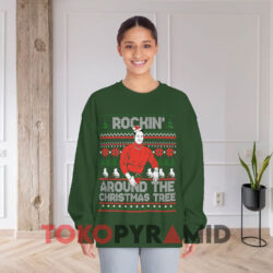 Rockin' Around The Christmas Tree Ugly Sweatshirt 2 Rockin' Around The Christmas Tree Ugly Green Sweatshirt