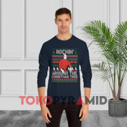 Rockin' Around The Christmas Tree Ugly Navy Long sleeved