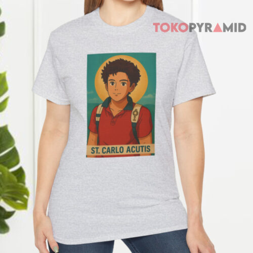 Saint Carlo Acutis Grey T shirt Saint Carlo Acutis Grey T shirt