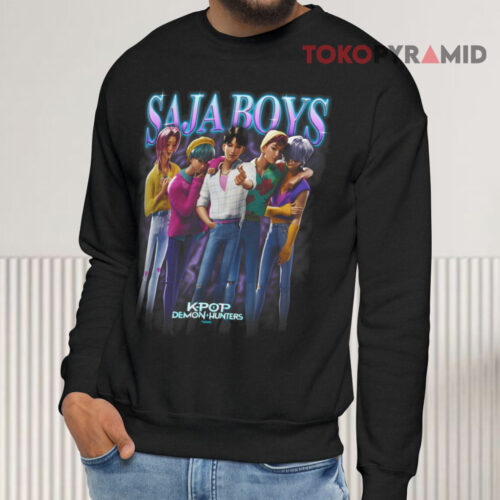 Saja Boys Heartthrob Kpop Demon Hunters Black Sweatshirt Saja Boys Heartthrob Kpop Demon Hunters Black Sweatshirt