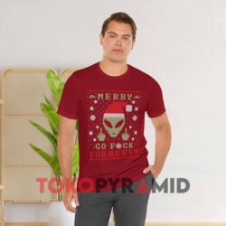 Santa Alien Merry Go Fuck Yourself Christmas Red T shirt