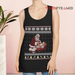 Santa Claus And Baby Jesus Nativity Manger Christmas Sweatshirt 3 Santa Claus And Baby Jesus Nativity Manger Christmas Tank Top