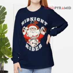Santa Claus Biker Vintage 90s Midnight Rider Christmas Motorcycle Sweatshirt 3 Santa Claus Biker Vintage 90s Midnight Rider Christmas Motorcycle Long sleeved