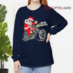 Santa Claus Christmas Usa Biker Motorcycle Motorbike Gift Long sleeved
