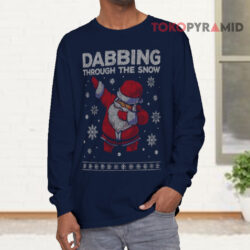 Santa Claus Dabbing Through The Snow Ugly Christmas Long sleeved