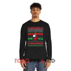 Santa Crew Sus To Me Impostor Christmas Black Long sleeved