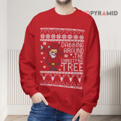 Santa Dabbing Around The Christmas Tree Sweatshirt 4 Santa Dabbing Around The Christmas Tree Red Sweatshirt