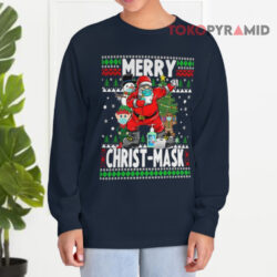 Santa Dabbing Christ-Mask Light Sweatshirt 4 Santa Dabbing Christ mask Light Long sleeved