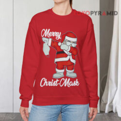 Santa Dabbing Merry Christ-Mask Sweatshirt 4 Santa Dabbing Merry Christ mask Red Sweatshirt