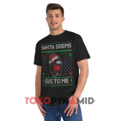 Santa Seems Sus To Me Ugly Christmas Black T shirt