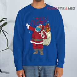 Santa Wearing Mask Quarantine Christmas Blue Sweatshirt