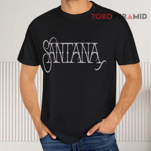 Santana Logo Rock N Roll Vintage Black T shirt