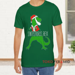 Santasaurus Rex Ugly Christmas Green T shirt