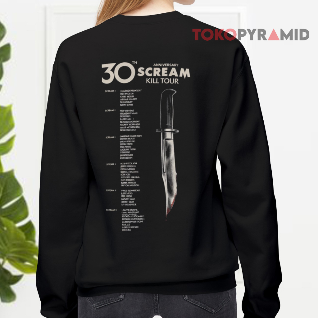 Scream 7 30th Anniversary Of Scream Kill Tour Sweatshirt back Scream 7 30th Anniversary Of Scream Kill Tour Sweatshirt back