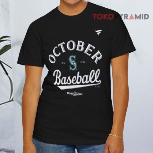 Seattle Mariners 2025 Mlb Postseason Black T shirt Seattle Mariners 2025 Mlb Postseason Black T shirt