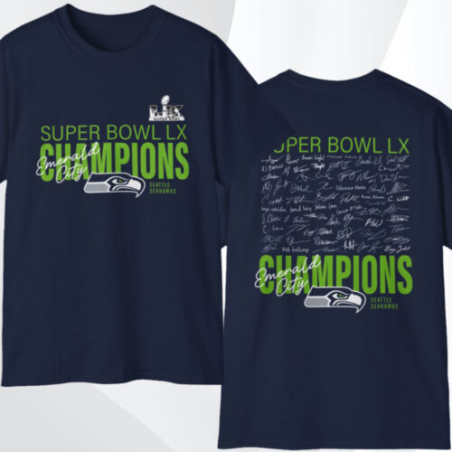 Seattle Seahawks Autograph Signing Super Bowl Lx Champions T shirt