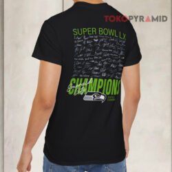 Seattle Seahawks Autograph Signing Super Bowl Lx Champions T shirt Back