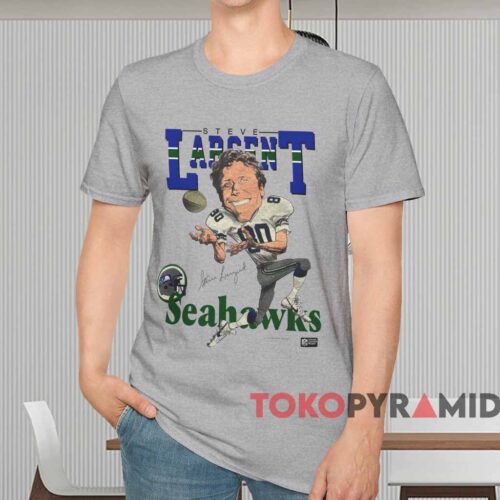 Seattle Seahawks Steve Largent Caricature Shirt Grey T shirt