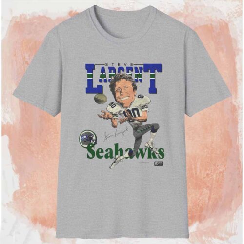 Seattle Seahawks Steve Largent Caricature Shirt Grey T shirt