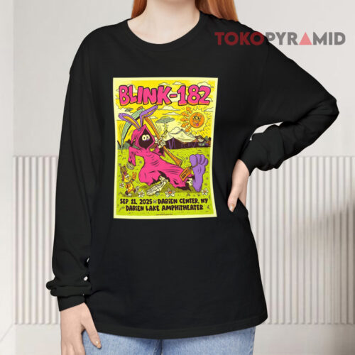 Sep 11 2025 Blink 182 Darien Lake Amphitheater In Darien Center Ny Poster Long sleeved Sep 11 2025 Blink 182 Darien Lake Amphitheater In Darien Center Ny Poster Long sleeved