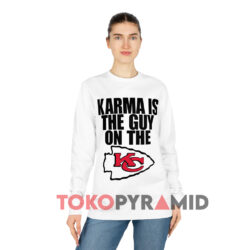 Singer Taylor Karma Is The Guy On The Chiefs Shirt 4 Singer Taylor Karma Is The Guy On The Chiefs White Long sleeved
