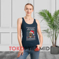 Snoop Dogg Twas The Nizzle Ugly Christmas Navy Tank Top