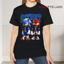 Sonic And Knuckles Detroit Lions Black T shirt