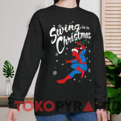 Spider man Swing In To Christmas T shirt Black Sweatshirt