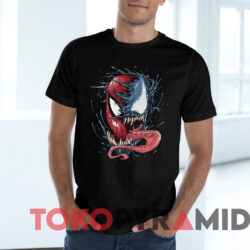 Spider man Venom Mask Split T shirt Black T shirt