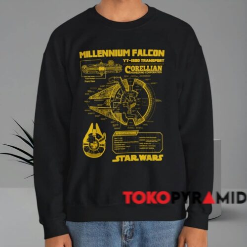 Star Wars Falcon Schematic Shirt Black Sweatshirt Star Wars Falcon Schematic Shirt Black Sweatshirt