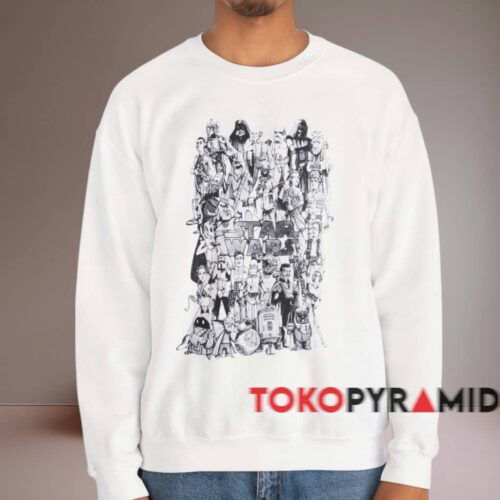 Star Wars Group Sketch Shirt White Sweatshirt Star Wars Group Sketch Shirt White Sweatshirt