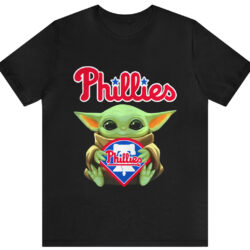 Star Wars Philadelphia Phillies Baby Yoda Hug T-shirt 5 Star Wars Philadelphia Phillies Baby Yoda Hug T shirt