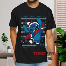 Stitch Happy Holiday T-shirt 1 Stitch Happy Holiday T shirt Black T shirt