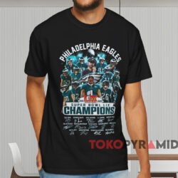 Super Bowl Lix 2025 Champions Philadelphia Eagles Signatures Shirt Black T shirt