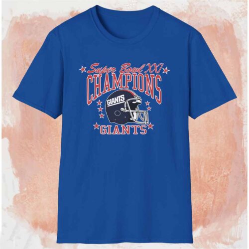 Super Bowl Xxi New York Giants Champions Shirt Blue T shirt