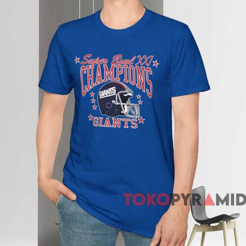 Super Bowl Xxi New York Giants Champions Shirt Blue T shirt