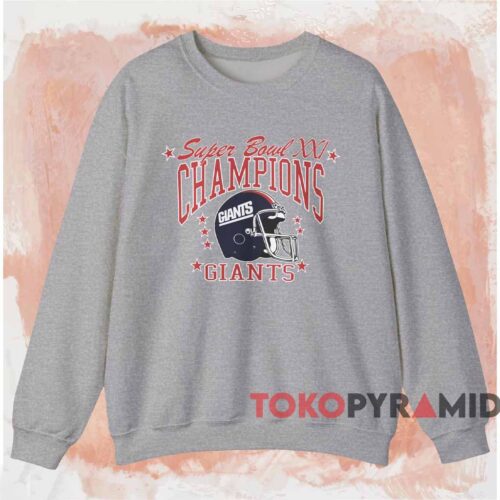 Super Bowl Xxi New York Giants Champions Shirt Grey Sweatshirt