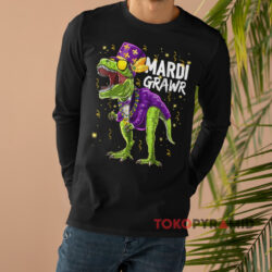 T-Rex Mardi Grawr Dinosaur Shirt 4 T rex Mardi Grawr Dinosaur Black Long sleeved